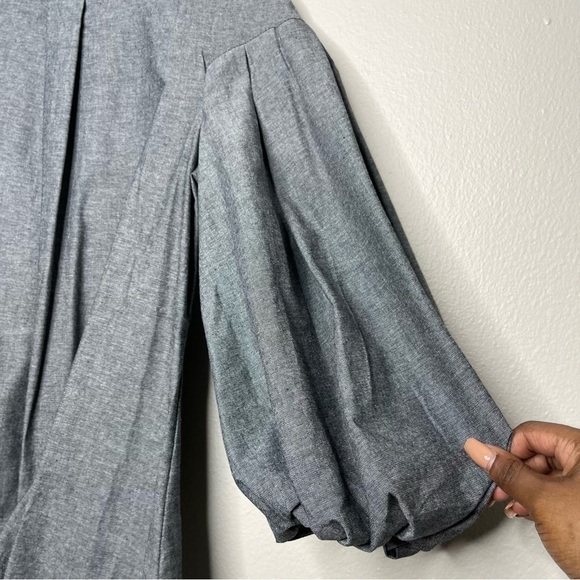 Tish Cox Women Blouse XXS Gray Ballon Sleeve Mock Neck Office Business Keyhole - Picture 10 of 10